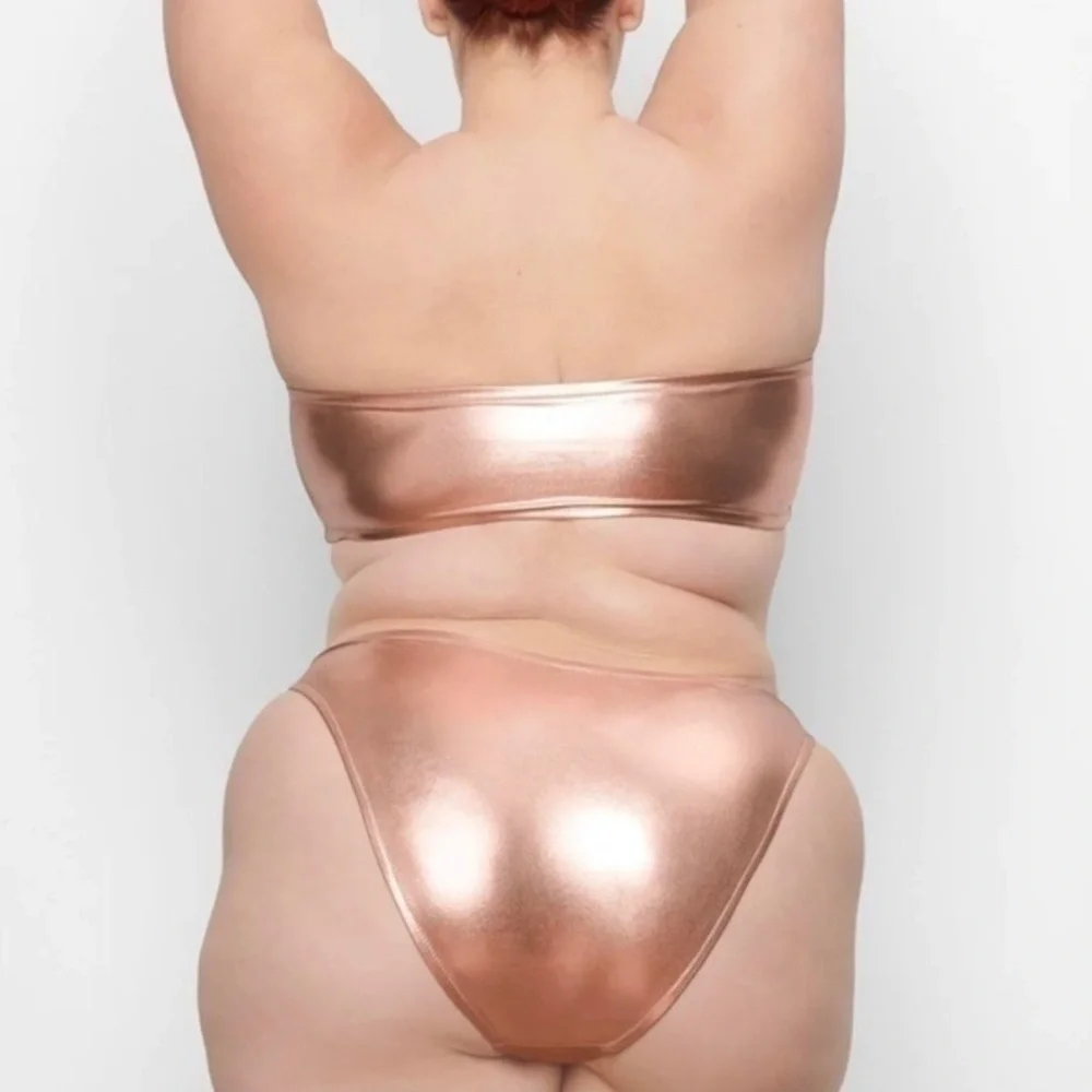 Skims Metallic Swim Dipped Mid Waist Bottoms